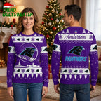 Personalized Carolina Panthers Snowflake Custom Name Ugly Christmas Sweater