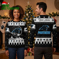Personalized Carolina Panthers Snowflake Pattern Custom Name Ugly Christmas Sweater
