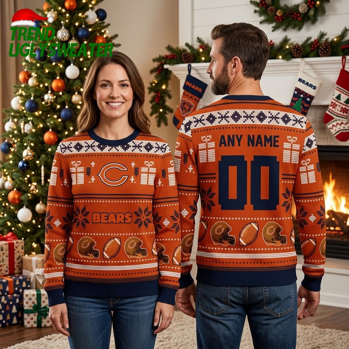 Personalized Chicago Bears Custom Name And Number Ugly Christmas Sweater