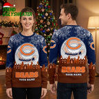 Personalized Chicago Bears Santa Sleigh Custom Name Ugly Christmas Sweater Fan Gift Design