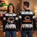 Personalized Chicago Bears Santa Sleigh Custom Name Ugly Christmas Sweater Fan Gift Design
