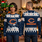 Personalized Chicago Bears Santa Sleigh Custom Name Ugly Christmas Sweater Game Day Gift