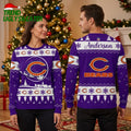 Personalized Chicago Bears Santa Sleigh Custom Name Ugly Christmas Sweater
