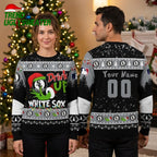 Personalized Chicago White Sox Grinch Drink Up Custom Name And Number Ugly Christmas Sweater