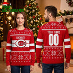 Personalized Cincinnati Reds Logo Snowflake Ugly Christmas Sweater