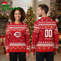 Personalized Cincinnati Reds Snowflake Pattern Custom Name And Number Ugly Christmas Sweater