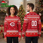 Personalized Cincinnati Reds Snowflake Pattern Custom Name And Number Ugly Christmas Sweater