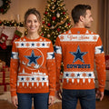 Personalized Dallas Cowboys Star Santa Sleigh Custom Name Ugly Christmas Sweater Game Day Gift
