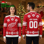 Personalized Detroit Red Wings Snowflake Custom Name And Number Ugly Christmas Sweater