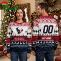 Personalized Houston Texans Football Field Custom Name And Number Ugly Christmas Sweater Game Day Gift