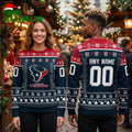 Personalized Houston Texans Logo Custom Name And Number Ugly Christmas Sweater