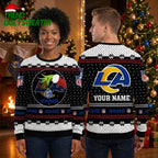 Personalized Los Angeles Rams Grinch Hand Custom Name Ugly Christmas Sweater