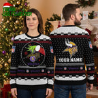 Personalized Minnesota Vikings Grinch Hands Custom Name Ugly Christmas Sweater