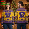 Personalized Minnesota Vikings Helmet Pattern Custom Name Ugly Christmas Sweater