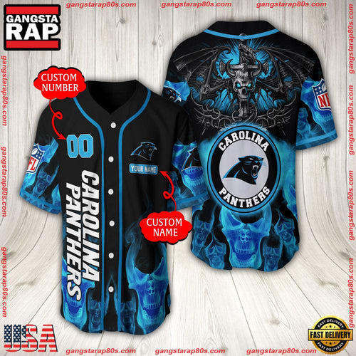 NFL Custom Name Number Carolina Panthers Baseball Jersey