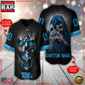 NFL Custom Name Number Carolina Panthers Team Skull Death Baseball Jersey Shirt