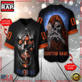 NFL Custom Name Number Chicago Bears Team Skull Death Baseball Jersey Shirt