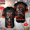 NFL Custom Name Number Cleveland Browns Team Skull Death Baseball Jersey Shirt