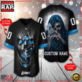 NFL Custom Name Number Detroit Lions Team Skull Death Baseball Jersey Shirt