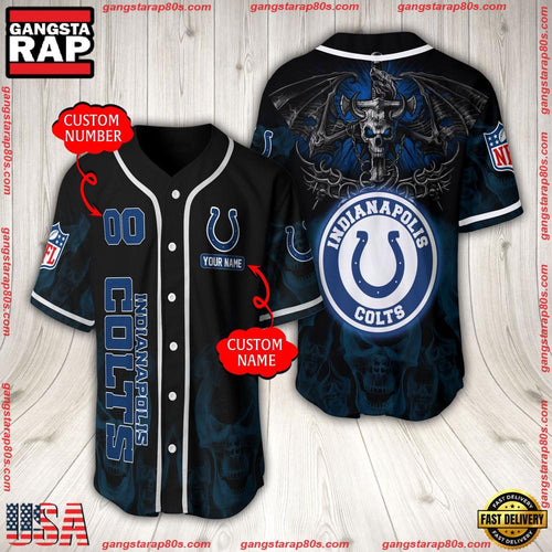 NFL Custom Name Number Indianapolis Colts Baseball Jersey