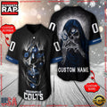 NFL Custom Name Number Indianapolis Colts Team Skull Death Baseball Jersey Shirt