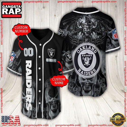 NFL Custom Name Number Las Vegas Raiders Baseball Jersey