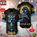 NFL Custom Name Number Los Angeles Chargers Team Skull Death Baseball Jersey Shirt