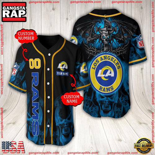 NFL Custom Name Number Los Angeles Rams Baseball Jersey