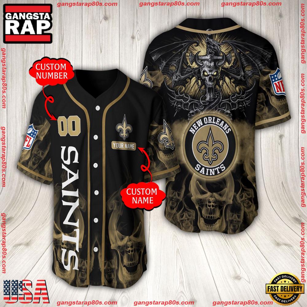 NFL Custom Name Number New Orleans Saints Baseball Jersey