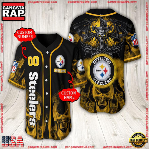 NFL Custom Name Number Pittsburgh Steelers Baseball Jersey