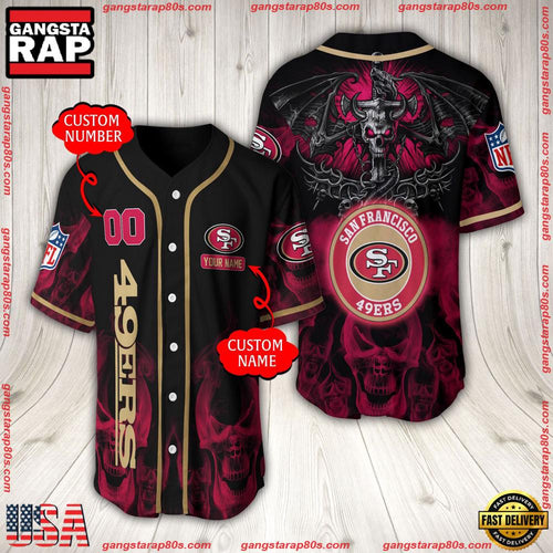 NFL Custom Name Number San Francisco 49ers Baseball Jersey