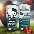 Personalized Name Hello Kitty Hug Philadelphia Eagles Stainless Steel Tumbler