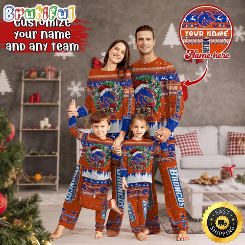 Personalized NCAA Boise State Broncos Pajamas Xmas For Sports Fan