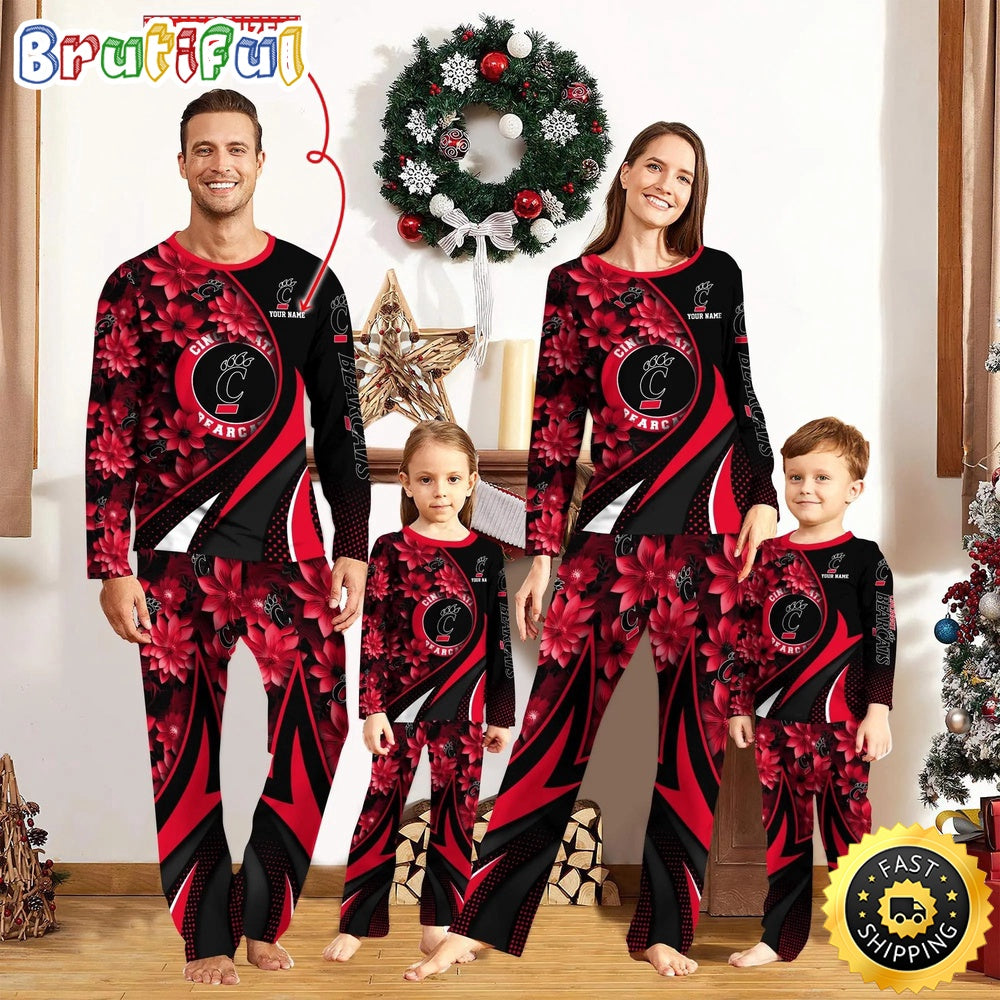 Personalized NCAA Cincinnati Bearcats Pajamas Flower For Sport Family