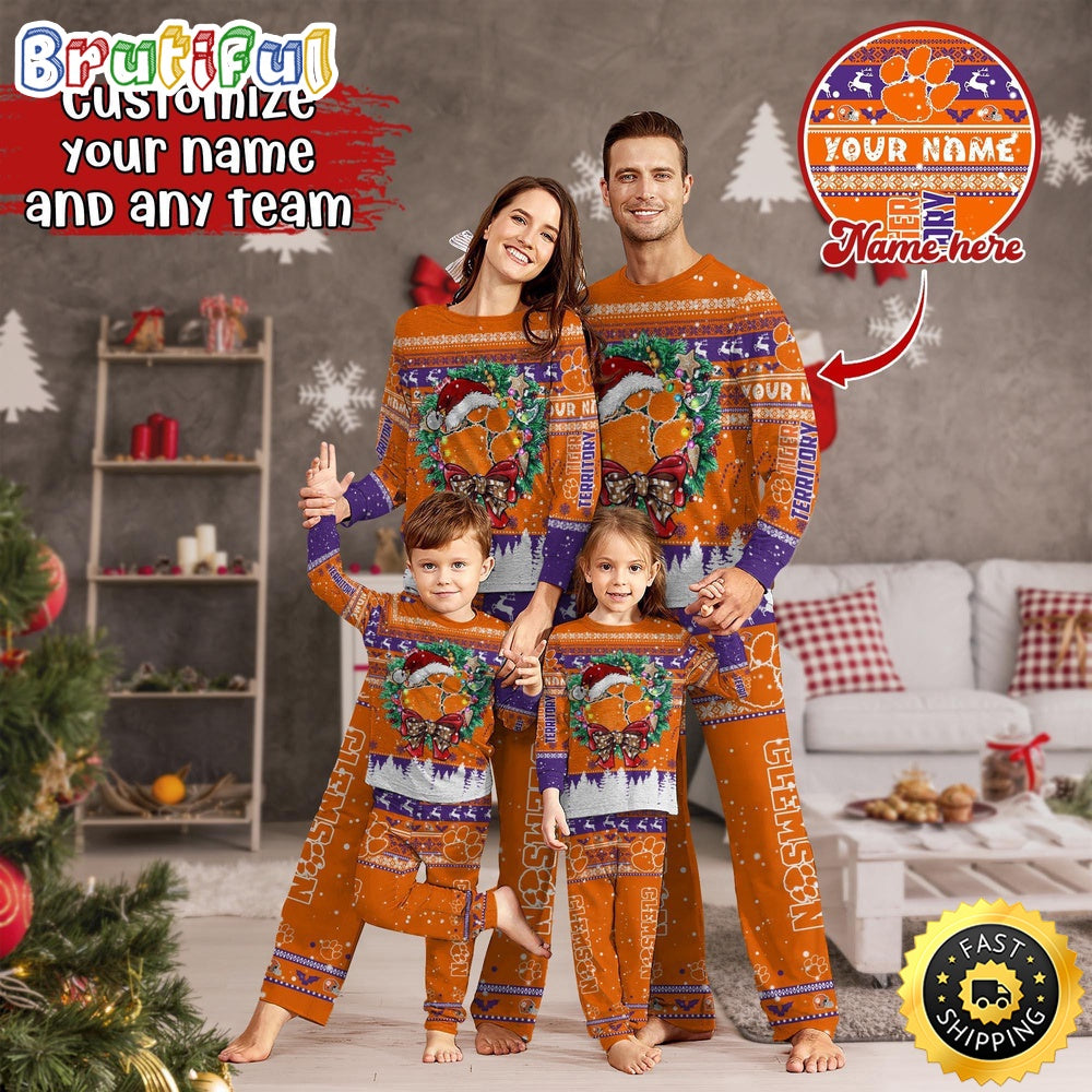 Personalized NCAA Clemson Tigers Pajamas Xmas For Sports Fan