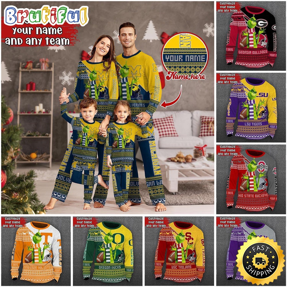 Personalized NCAA Customized Pajamas Xmas For Sport Family