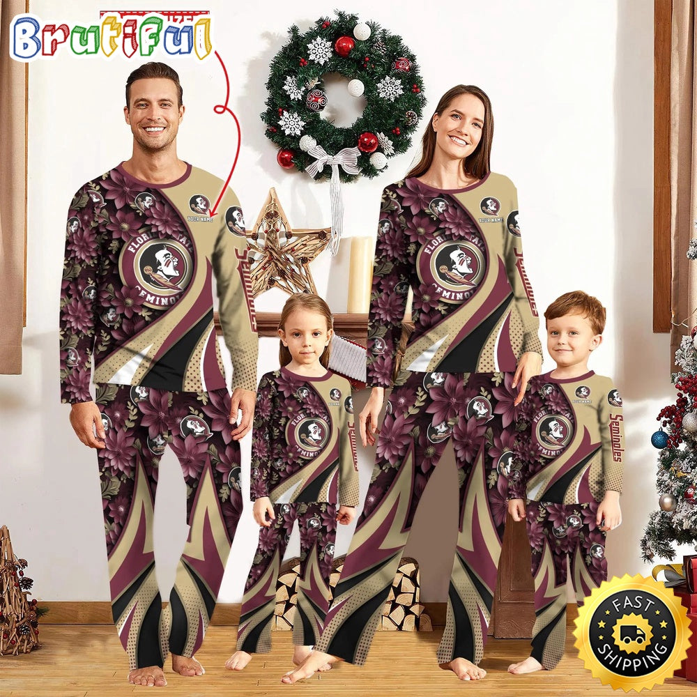 Personalized NCAA Florida State Seminoles Pajamas Flower For Sport Family