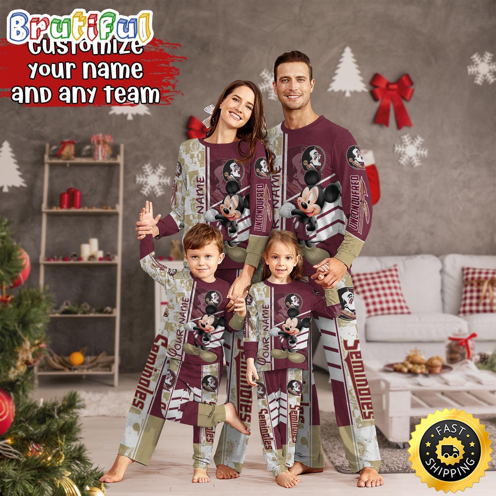 Personalized NCAA Florida State Seminoles Pajamas Mickey Mouse For Family