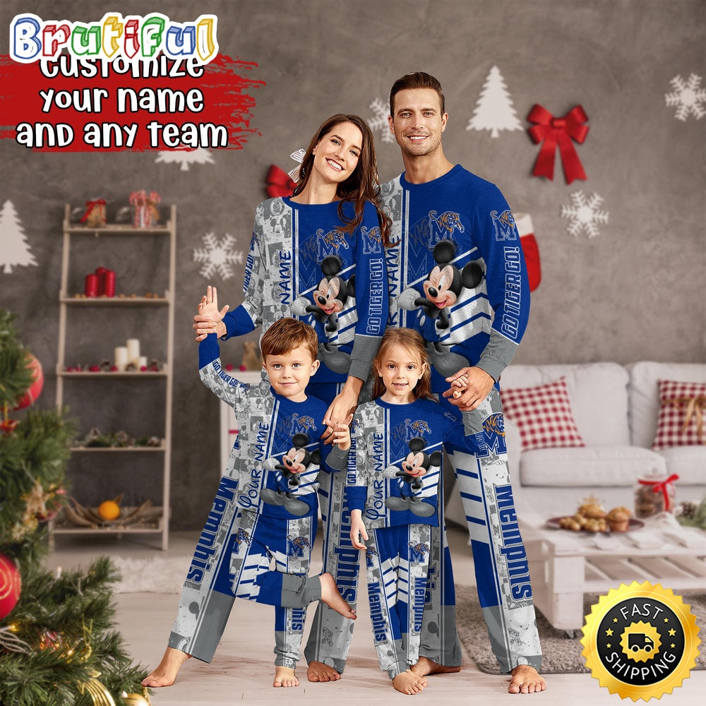 Personalized NCAA Memphis Tigers Pajamas Mickey Mouse For Family