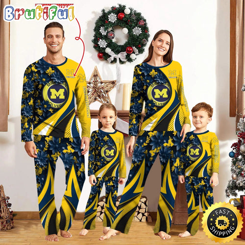 Personalized NCAA Michigan Wolverines Pajamas Flower For Sport Family