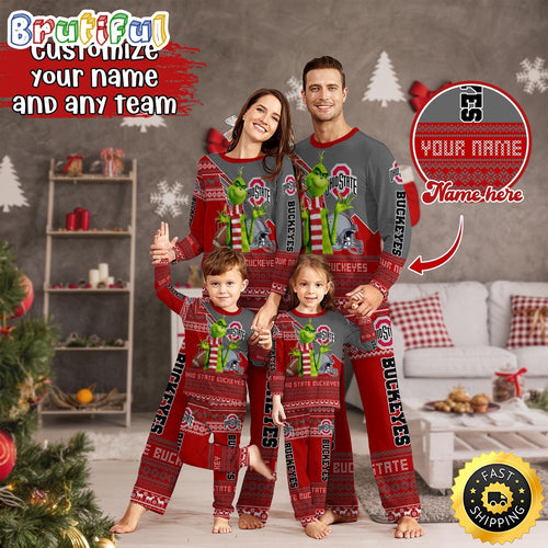 Personalized NCAA Ohio State Buckeyes Pajamas Xmas For Sport Family