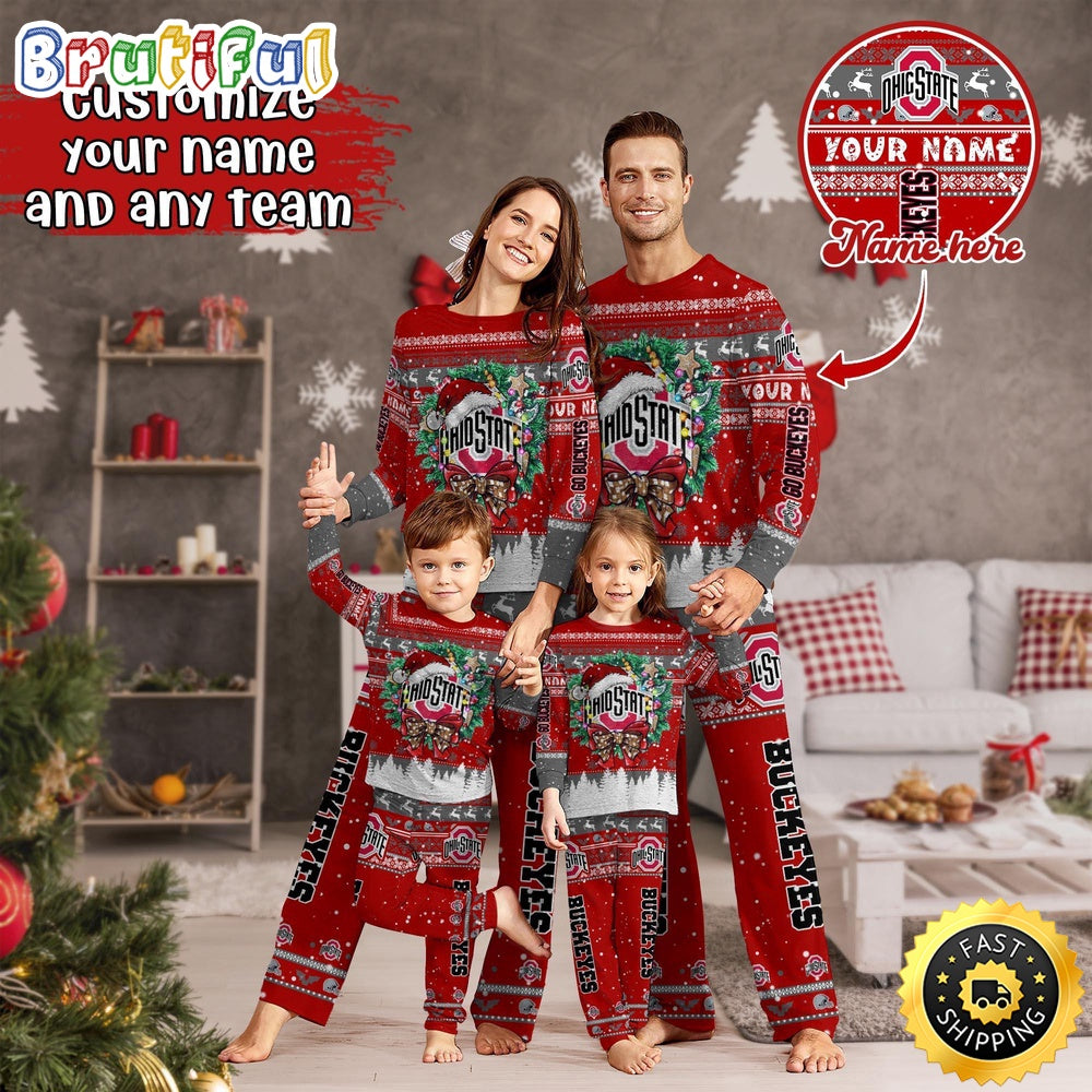 Personalized NCAA Ohio State Buckeyes Pajamas Xmas For Sports Fan