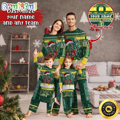 Personalized NCAA Oregon Ducks Pajamas Christmas Pajamas For Sports Fan