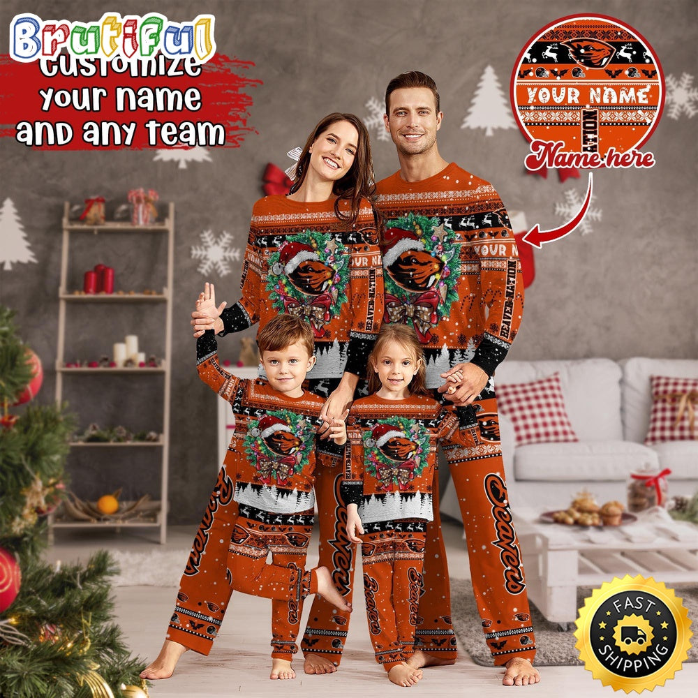 Personalized NCAA Oregon State Beavers Pajamas Christmas Pajamas For Sports Fan