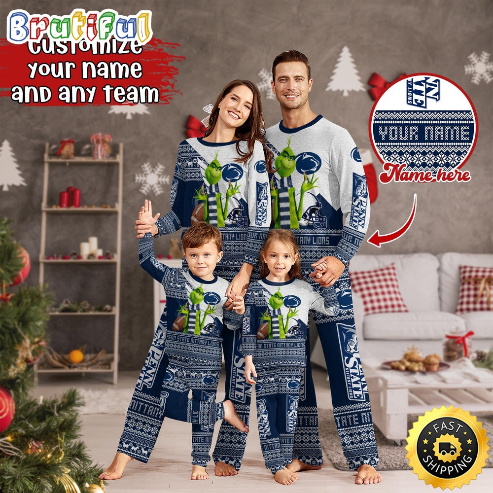 Personalized NCAA Penn State Nittany Lions Pajamas Xmas For Sport Family
