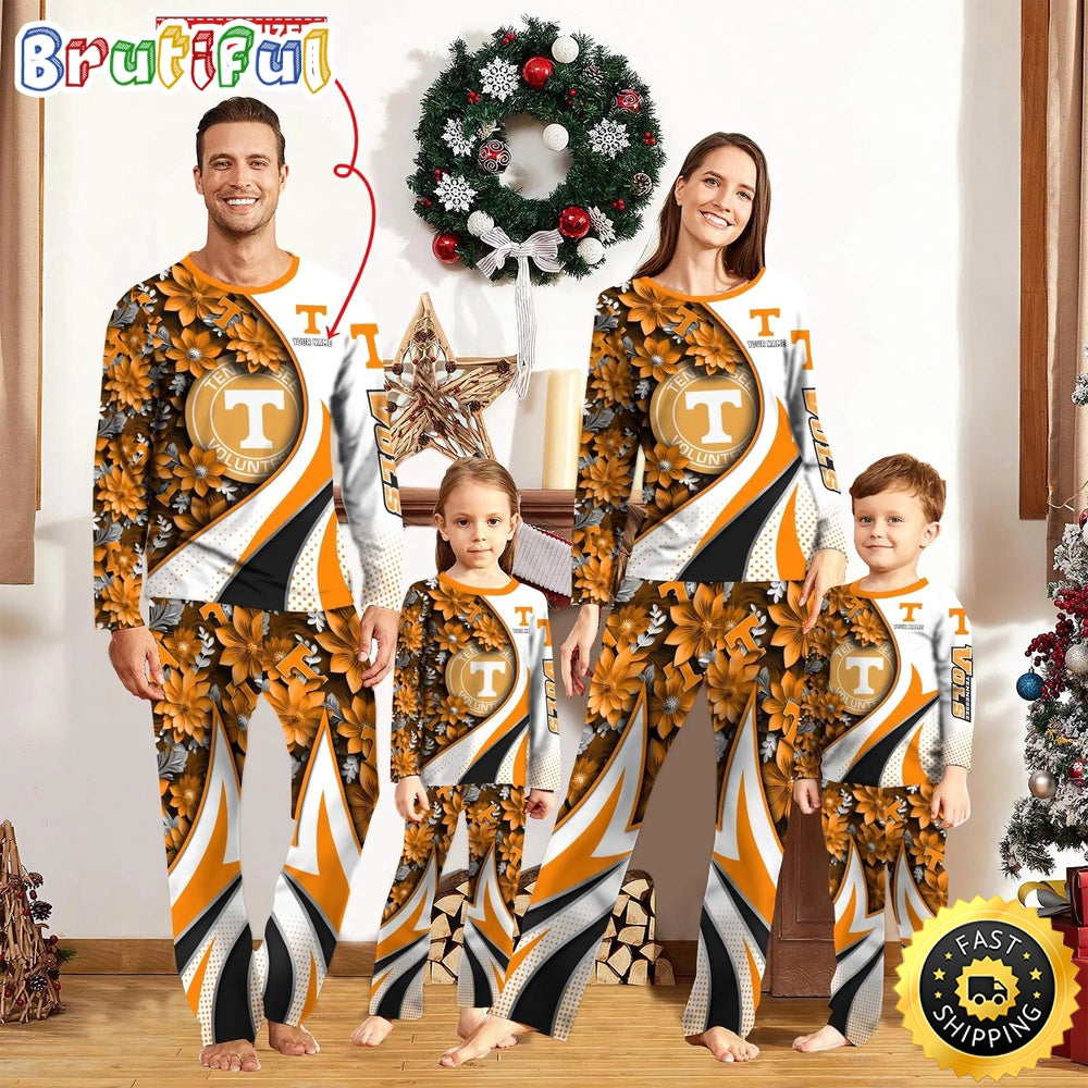 Personalized NCAA Tennessee Volunteers Pajamas Flower For Sport Family