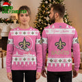 Personalized New Orleans Saints Fleur De Lis Custom Name Game Day Gift Ugly Christmas Sweater