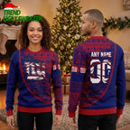 Personalized New York Giants Logo Custom Name Ugly Christmas Sweater