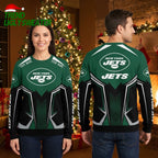 Personalized New York Jets Armor Design Custom Name Ugly Christmas Sweater