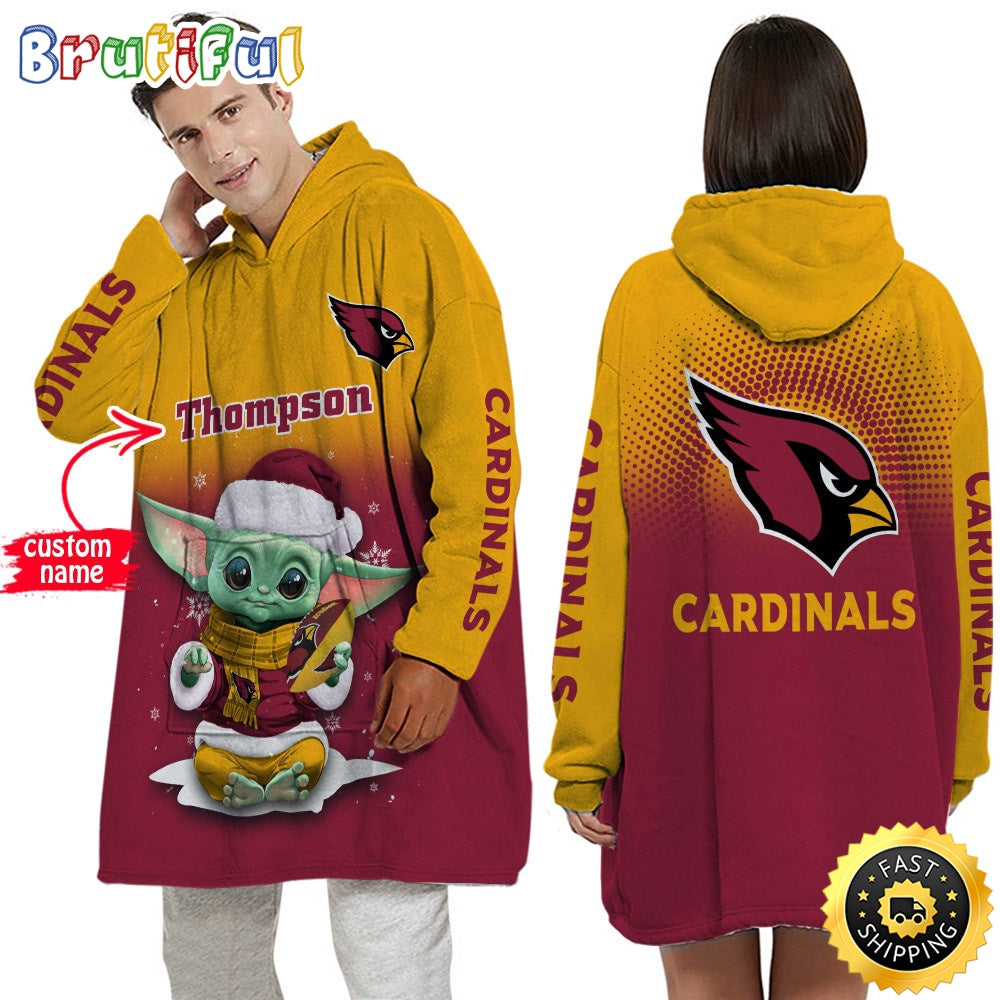 Personalized NFL Arizona Cardinals Blanket Hoodie Baby Yoda Lover Unisex Hoodie